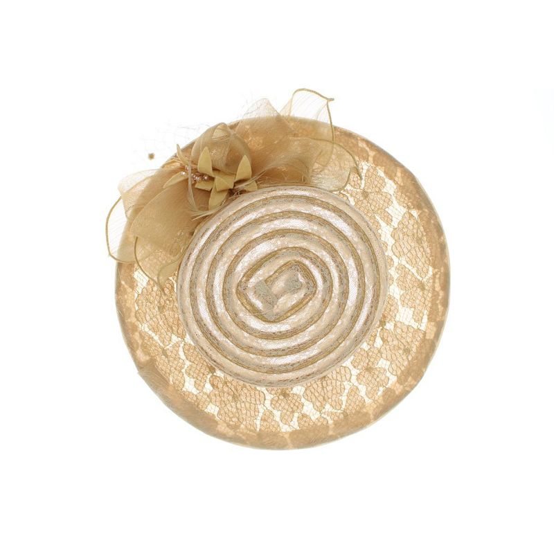 Fashion, accesorii si bijuterii - Femei - Accesorii femei - Caciuli si palarii femei - Palarie de soare, Dama, Buticcochet, din material textil, cu fundita si floare, Maro - PAL1571 - Infinity.ro