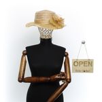 Fashion, accesorii si bijuterii - Femei - Accesorii femei - Caciuli si palarii femei - Palarie de soare, Dama, Buticcochet, din material textil, cu fundita si floare, Maro - PAL1571 - Infinity.ro