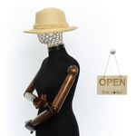 Fashion, accesorii si bijuterii - Femei - Accesorii femei - Caciuli si palarii femei - Palarie de soare, dama, Buticcochet, din paie, cu banda decorativa , marime 57 cm ajustabila , Bej - PAL1559 - Infinity.ro
