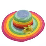 Fashion, accesorii si bijuterii - Femei - Accesorii femei - Caciuli si palarii femei - Palarie de soare, dama, Anoul, din paie de hartie, one size, bor mare, cu floare decorativa, Multicolor - PAL1560 - Infinity.ro