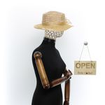 Fashion, accesorii si bijuterii - Femei - Accesorii femei - Caciuli si palarii femei - Palarie de soare, Dama, Buticcochet, din material textil, cu fundita si floare, Maro - PAL1571 - Infinity.ro
