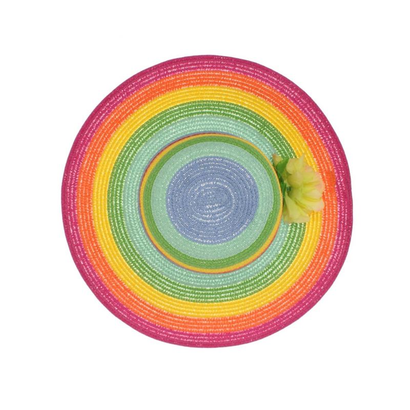 Fashion, accesorii si bijuterii - Femei - Accesorii femei - Caciuli si palarii femei - Palarie de soare, dama, Anoul, din paie de hartie, one size, bor mare, cu floare decorativa, Multicolor - PAL1560 - Infinity.ro