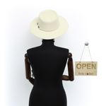 Fashion, accesorii si bijuterii - Femei - Accesorii femei - Caciuli si palarii femei - Palarie de soare, Dama, Buticcochet, din paie de hartie, cu snur decorativ, Crem - PAL1580 - Infinity.ro