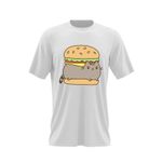Fashion, accesorii si bijuterii - Barbati - Imbracaminte - Tricouri si bluze barbati - Tricou barbati Pusheen Cat Burger Pisica Valentine's Day, alb, marime 2XL - Infinity.ro