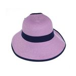 Fashion, accesorii si bijuterii - Femei - Accesorii femei - Caciuli si palarii femei - Palarie de soare, dama, bor mare, Anoul, din paie de hartie, marime universala, cu banda decorativa, Mov - PAL1525 - Infinity.ro