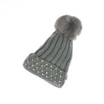 Fashion, accesorii si bijuterii - Femei - Accesorii femei - Caciuli si palarii femei - Caciula dama, ButicCochet, din 70% viscoza 30% lana, model cu strasuri, one size, Gri - FES229 - Infinity.ro