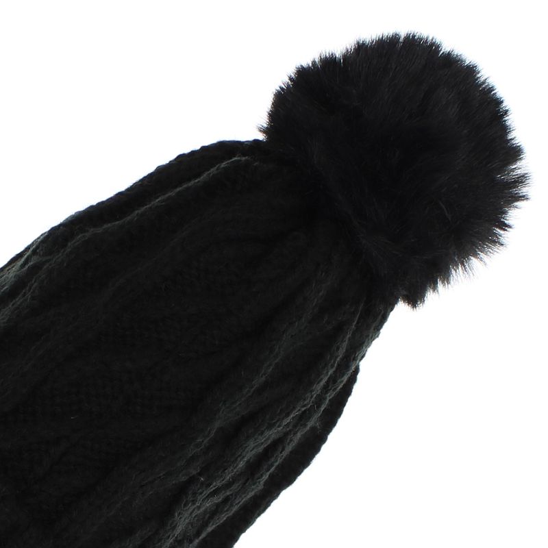 Fashion, accesorii si bijuterii - Copii - Accesorii copii - Esarfe si fulare copii - Set caciula si fular, pentru copii, tricotat cu ciucuri, Buticcochet, 70% viscoza 30% lana, Negru - SETF249 - Infinity.ro