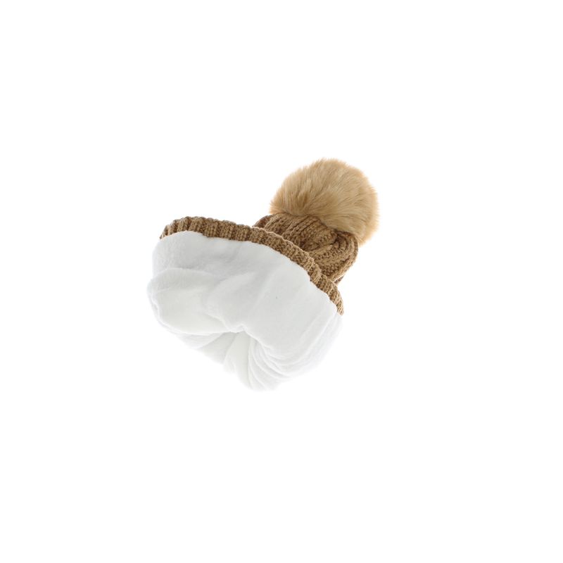 Fashion, accesorii si bijuterii - Copii - Accesorii copii - Esarfe si fulare copii - Set caciula si fular, pentru copii, tricotat cu ciucuri, Buticcochet, 70% viscoza 30% lana, Maro - SETF250 - Infinity.ro