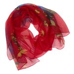 Fashion, accesorii si bijuterii - Femei - Accesorii femei - Esarfe si fulare femei - Esarfa, de dama, Buticcochet, Rosu cu imprimeu floral, 50x160 cm - ES629 - Infinity.ro