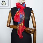 Fashion, accesorii si bijuterii - Femei - Accesorii femei - Esarfe si fulare femei - Esarfa, de dama, Buticcochet, Rosu cu imprimeu floral, 50x160 cm - ES629 - Infinity.ro