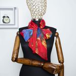 Fashion, accesorii si bijuterii - Femei - Accesorii femei - Esarfe si fulare femei - Esarfa, de dama, Buticcochet, Rosu cu imprimeu floral, 50x160 cm - ES629 - Infinity.ro