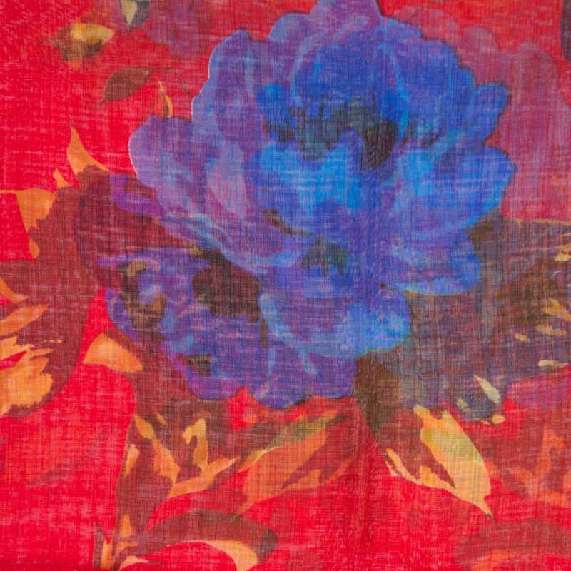Fashion, accesorii si bijuterii - Femei - Accesorii femei - Esarfe si fulare femei - Esarfa, de dama, Buticcochet, Rosu cu imprimeu floral, 50x160 cm - ES629 - Infinity.ro