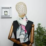 Fashion, accesorii si bijuterii - Femei - Accesorii femei - Esarfe si fulare femei - Esarfa, de dama, Buticcochet, Gri cu imprimeu floral, 50x160 cm - ES528 - Infinity.ro