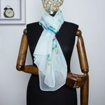 Fashion, accesorii si bijuterii - Femei - Accesorii femei - Esarfe si fulare femei - Esarfa, de dama, Buticcochet, Bleu cu trandafiri, 50x160 cm - ES630 - Infinity.ro