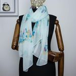 Fashion, accesorii si bijuterii - Femei - Accesorii femei - Esarfe si fulare femei - Esarfa, de dama, Buticcochet, Bleu cu trandafiri, 50x160 cm - ES630 - Infinity.ro