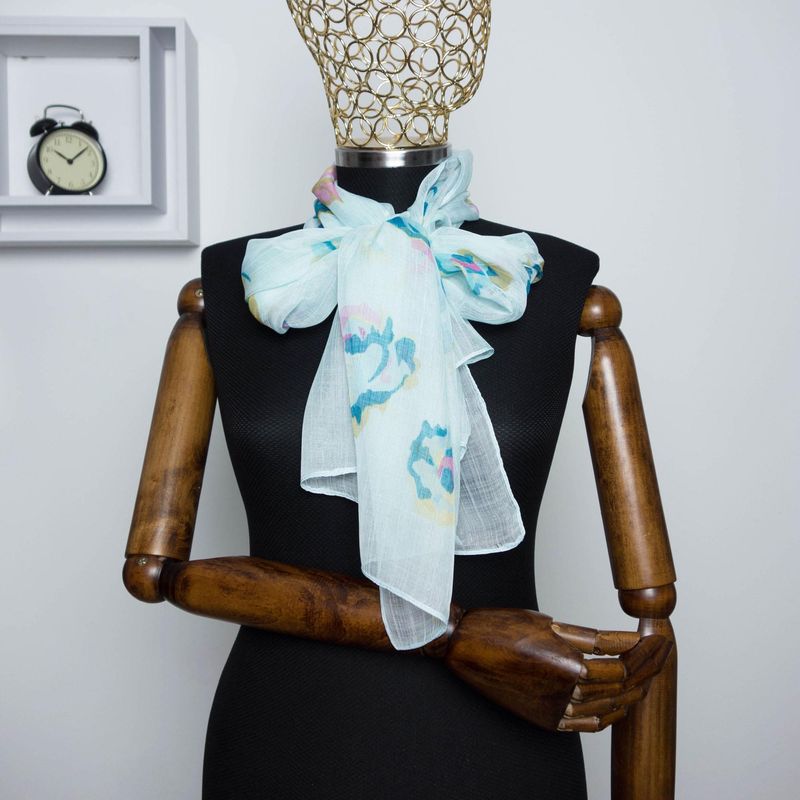 Fashion, accesorii si bijuterii - Femei - Accesorii femei - Esarfe si fulare femei - Esarfa, de dama, Buticcochet, Bleu cu trandafiri, 50x160 cm - ES630 - Infinity.ro
