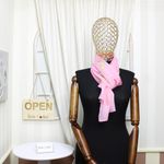 Fashion, accesorii si bijuterii - Femei - Accesorii femei - Esarfe si fulare femei - Esarfa, de dama, Buticcochet, din poliester, imprimeu floral, 50x150 cm, Roz pal - ES2177 - Infinity.ro