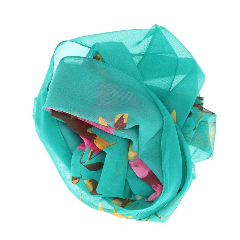 Fashion, accesorii si bijuterii - Femei - Accesorii femei - Esarfe si fulare femei - Esarfa, de dama, Buticcochet, din poliester, imprimeu cu trandafiri, 50x160 cm, Turcoaz - ES2181 - Infinity.ro