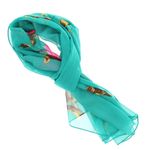Fashion, accesorii si bijuterii - Femei - Accesorii femei - Esarfe si fulare femei - Esarfa, de dama, Buticcochet, din poliester, imprimeu cu trandafiri, 50x160 cm, Turcoaz - ES2181 - Infinity.ro
