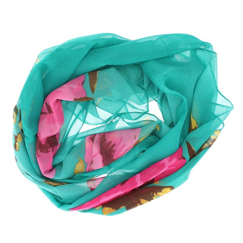 Fashion, accesorii si bijuterii - Femei - Accesorii femei - Esarfe si fulare femei - Esarfa, de dama, Buticcochet, din poliester, imprimeu cu trandafiri, 50x160 cm, Turcoaz - ES2181 - Infinity.ro