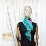 Fashion, accesorii si bijuterii - Femei - Accesorii femei - Esarfe si fulare femei - Esarfa, de dama, Buticcochet, din poliester, imprimeu cu trandafiri, 50x160 cm, Turcoaz - ES2181 - Infinity.ro
