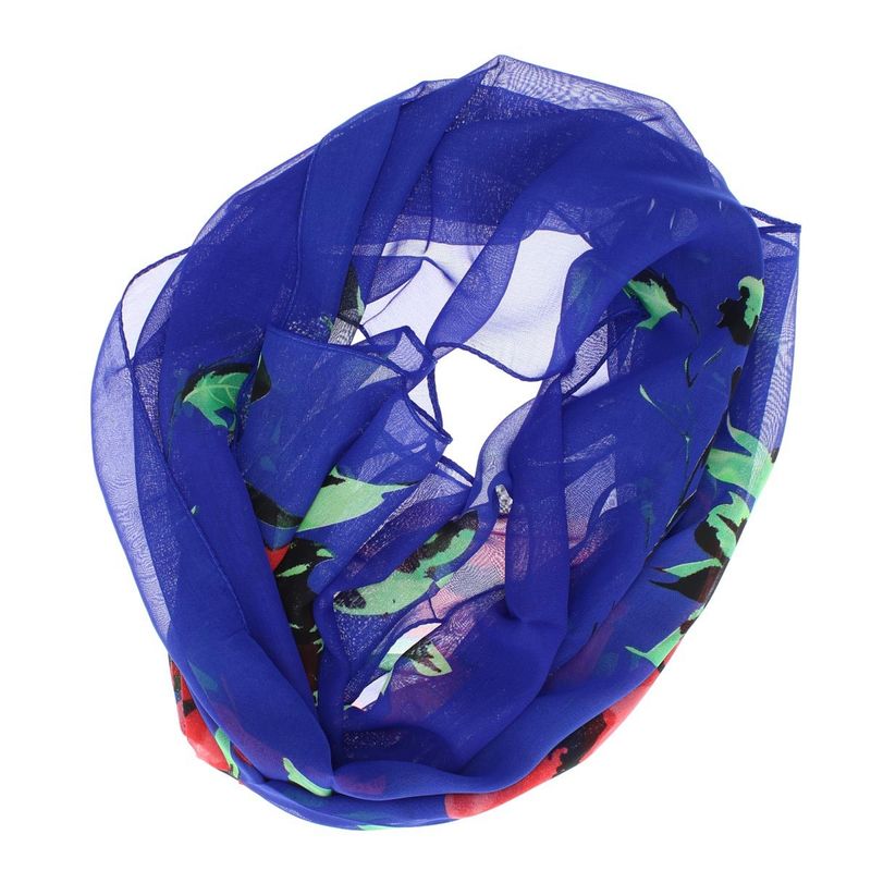 Fashion, accesorii si bijuterii - Femei - Accesorii femei - Esarfe si fulare femei - Esarfa, de dama, Buticcochet, din poliester, imprimeu cu trandafiri, 50x160 cm, Albastru - ES2179 - Infinity.ro