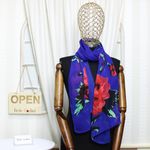 Fashion, accesorii si bijuterii - Femei - Accesorii femei - Esarfe si fulare femei - Esarfa, de dama, Buticcochet, din poliester, imprimeu cu trandafiri, 50x160 cm, Albastru - ES2179 - Infinity.ro