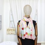 Fashion, accesorii si bijuterii - Femei - Accesorii femei - Esarfe si fulare femei - Esarfa, de dama, Buticcochet, din poliester, imprimeu cu trandafiri, 50x150 cm, Roz pal - ES1949 - Infinity.ro