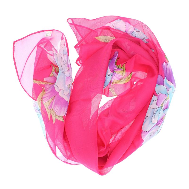 Fashion, accesorii si bijuterii - Femei - Accesorii femei - Esarfe si fulare femei - Esarfa, de dama, Buticcochet, din poliester, imprimeu floral, 50x150 cm, Fuscia - ES2093 - Infinity.ro