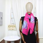 Fashion, accesorii si bijuterii - Femei - Accesorii femei - Esarfe si fulare femei - Esarfa, de dama, Buticcochet, din poliester, imprimeu floral, 50x150 cm, Fuscia - ES2093 - Infinity.ro