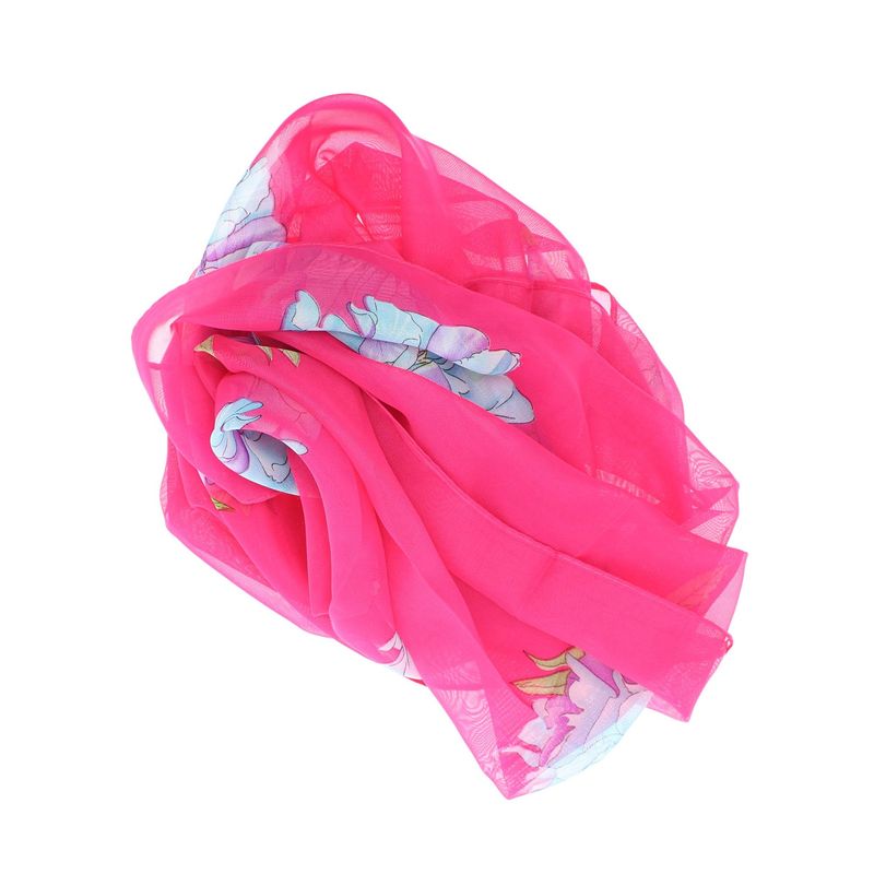 Fashion, accesorii si bijuterii - Femei - Accesorii femei - Esarfe si fulare femei - Esarfa, de dama, Buticcochet, din poliester, imprimeu floral, 50x150 cm, Fuscia - ES2093 - Infinity.ro