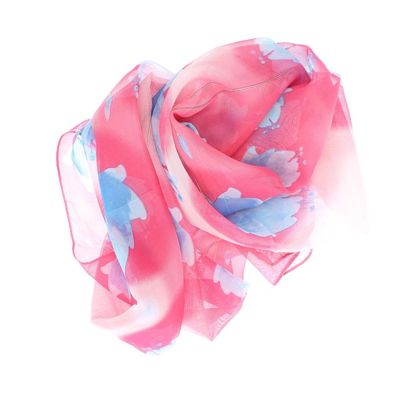 Fashion, accesorii si bijuterii - Femei - Accesorii femei - Esarfe si fulare femei - Esarfa, de dama, Buticcochet, din poliester, imprimeu cu flori, 50x150 cm, Roz - ES2107 - Infinity.ro