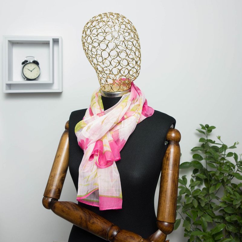 Fashion, accesorii si bijuterii - Femei - Accesorii femei - Esarfe si fulare femei - Esarfa, de dama, Buticcochet, Roz cu imprimeu floral, 50x160 cm - ES519 - Infinity.ro