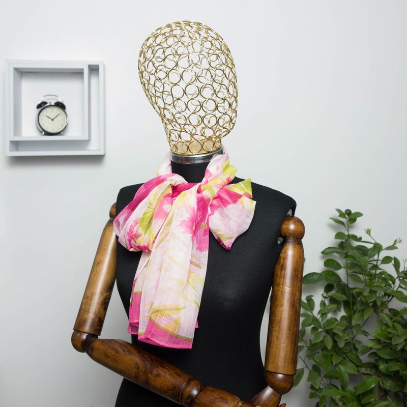 Fashion, accesorii si bijuterii - Femei - Accesorii femei - Esarfe si fulare femei - Esarfa, de dama, Buticcochet, Roz cu imprimeu floral, 50x160 cm - ES519 - Infinity.ro