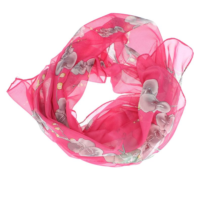 Fashion, accesorii si bijuterii - Femei - Accesorii femei - Esarfe si fulare femei - Esarfa, de dama, Buticcochet, din poliester, imprimeu floral, 50x150 cm, Roz cenusiu - ES2176 - Infinity.ro