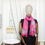 Fashion, accesorii si bijuterii - Femei - Accesorii femei - Esarfe si fulare femei - Esarfa, de dama, Buticcochet, din poliester, imprimeu floral, 50x150 cm, Roz cenusiu - ES2176 - Infinity.ro