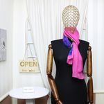 Fashion, accesorii si bijuterii - Femei - Accesorii femei - Esarfe si fulare femei - Esarfa, de dama, Buticcochet, din poliester, imprimeu floral, 50x150 cm, Roz inchis - ES2095 - Infinity.ro