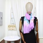 Fashion, accesorii si bijuterii - Femei - Accesorii femei - Esarfe si fulare femei - Esarfa, de dama, Buticcochet, din poliester, imprimeu floral, 50x150 cm, Mov - ES2094 - Infinity.ro