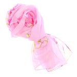 Fashion, accesorii si bijuterii - Femei - Accesorii femei - Esarfe si fulare femei - Esarfa, de dama, Buticcochet, din poliester, imprimeu cu floricele, 50x150 cm, Roz - ES1931 - Infinity.ro