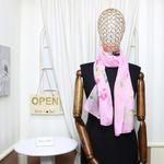 Fashion, accesorii si bijuterii - Femei - Accesorii femei - Esarfe si fulare femei - Esarfa, de dama, Buticcochet, din poliester, imprimeu cu trandafiri, 50x150 cm, Roz - ES2099 - Infinity.ro