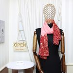 Fashion, accesorii si bijuterii - Femei - Accesorii femei - Esarfe si fulare femei - Esarfa, de dama, Buticcochet, din poliester, imprimeu cu flori, 50x150 cm, Roz - ES2108 - Infinity.ro