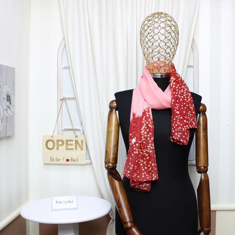 Fashion, accesorii si bijuterii - Femei - Accesorii femei - Esarfe si fulare femei - Esarfa, de dama, Buticcochet, din poliester, imprimeu cu flori, 50x150 cm, Roz - ES2108 - Infinity.ro