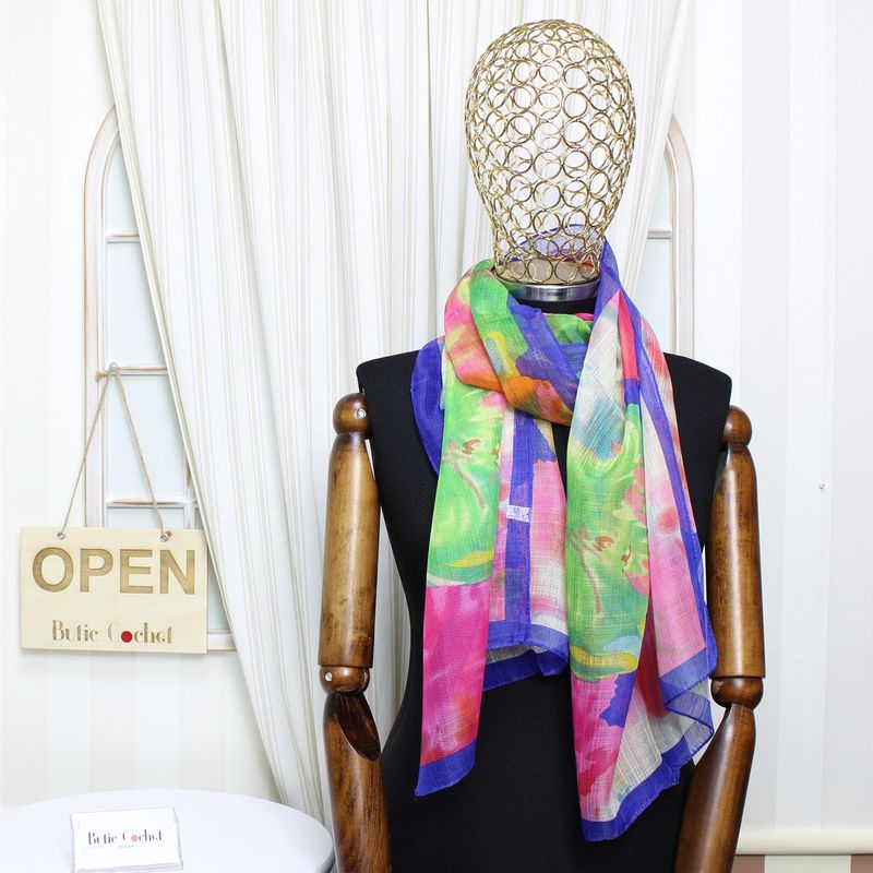 Fashion, accesorii si bijuterii - Femei - Accesorii femei - Esarfe si fulare femei - Esarfa, de dama, Buticcochet, din poliester, cu imprimeu floral, 50x160 cm, Multicolor - ES2044 - Infinity.ro