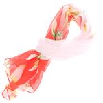 Fashion, accesorii si bijuterii - Femei - Accesorii femei - Esarfe si fulare femei - Esarfa, de dama, Buticcochet, din poliester, imprimeu floral, 50x150 cm, Rosu - ES1997 - Infinity.ro