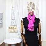 Fashion, accesorii si bijuterii - Femei - Accesorii femei - Esarfe si fulare femei - Esarfa, de dama, Buticcochet, din poliester, imprimeu floral Magnolie, 50x150 cm, Fucsia - ES1986 - Infinity.ro