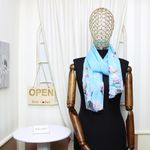 Fashion, accesorii si bijuterii - Femei - Accesorii femei - Esarfe si fulare femei - Esarfa, de dama, Buticcochet, din poliester, imprimeu floral, 50x150 cm, Albastru - ES1994 - Infinity.ro