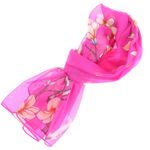 Fashion, accesorii si bijuterii - Femei - Accesorii femei - Esarfe si fulare femei - Esarfa, de dama, Buticcochet, din poliester, imprimeu floral Magnolie, 50x150 cm, Fucsia - ES1986 - Infinity.ro