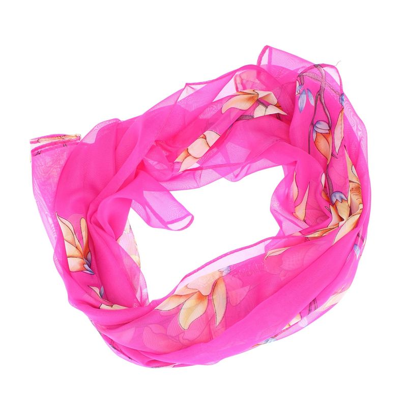Fashion, accesorii si bijuterii - Femei - Accesorii femei - Esarfe si fulare femei - Esarfa, de dama, Buticcochet, din poliester, imprimeu floral Magnolie, 50x150 cm, Fucsia - ES1986 - Infinity.ro