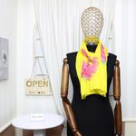 Fashion, accesorii si bijuterii - Femei - Accesorii femei - Esarfe si fulare femei - Esarfa, de dama, Buticcochet, din poliester, imprimeu floral, 50x150 cm, Galben - ES2092 - Infinity.ro