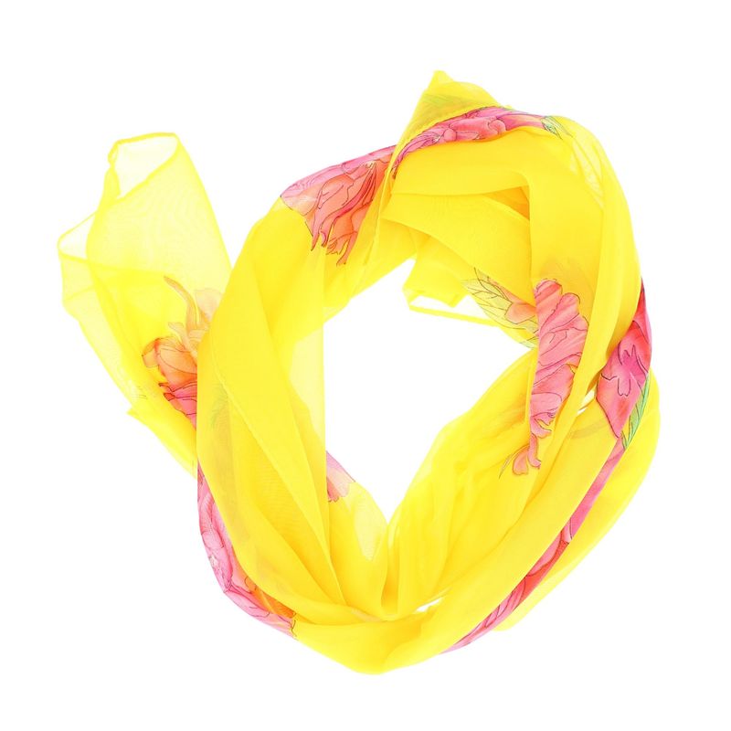 Fashion, accesorii si bijuterii - Femei - Accesorii femei - Esarfe si fulare femei - Esarfa, de dama, Buticcochet, din poliester, imprimeu floral, 50x150 cm, Galben - ES2092 - Infinity.ro